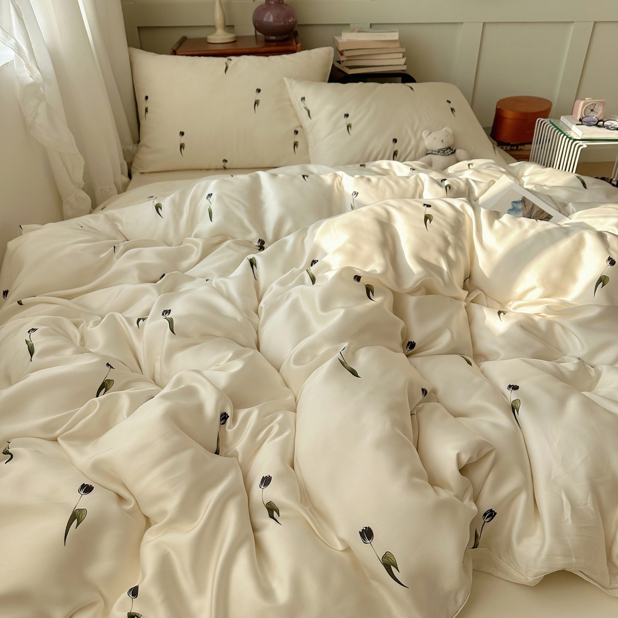 91家纺网 家纺一手货源 找家纺 爱彼家纺 2026新款亲肤印花柔软睡眠床品四件套-冰丝系列 冰丝-夜影郁香