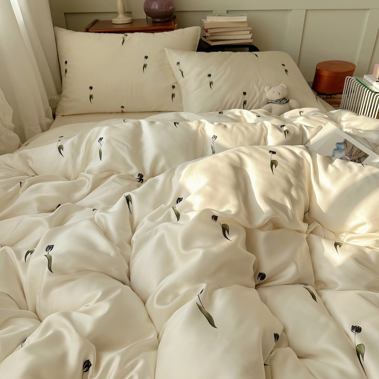 91家纺网 家纺一手货源 找家纺 爱彼家纺 2026新款亲肤印花柔软睡眠床品四件套-冰丝系列 冰丝-夜影郁香