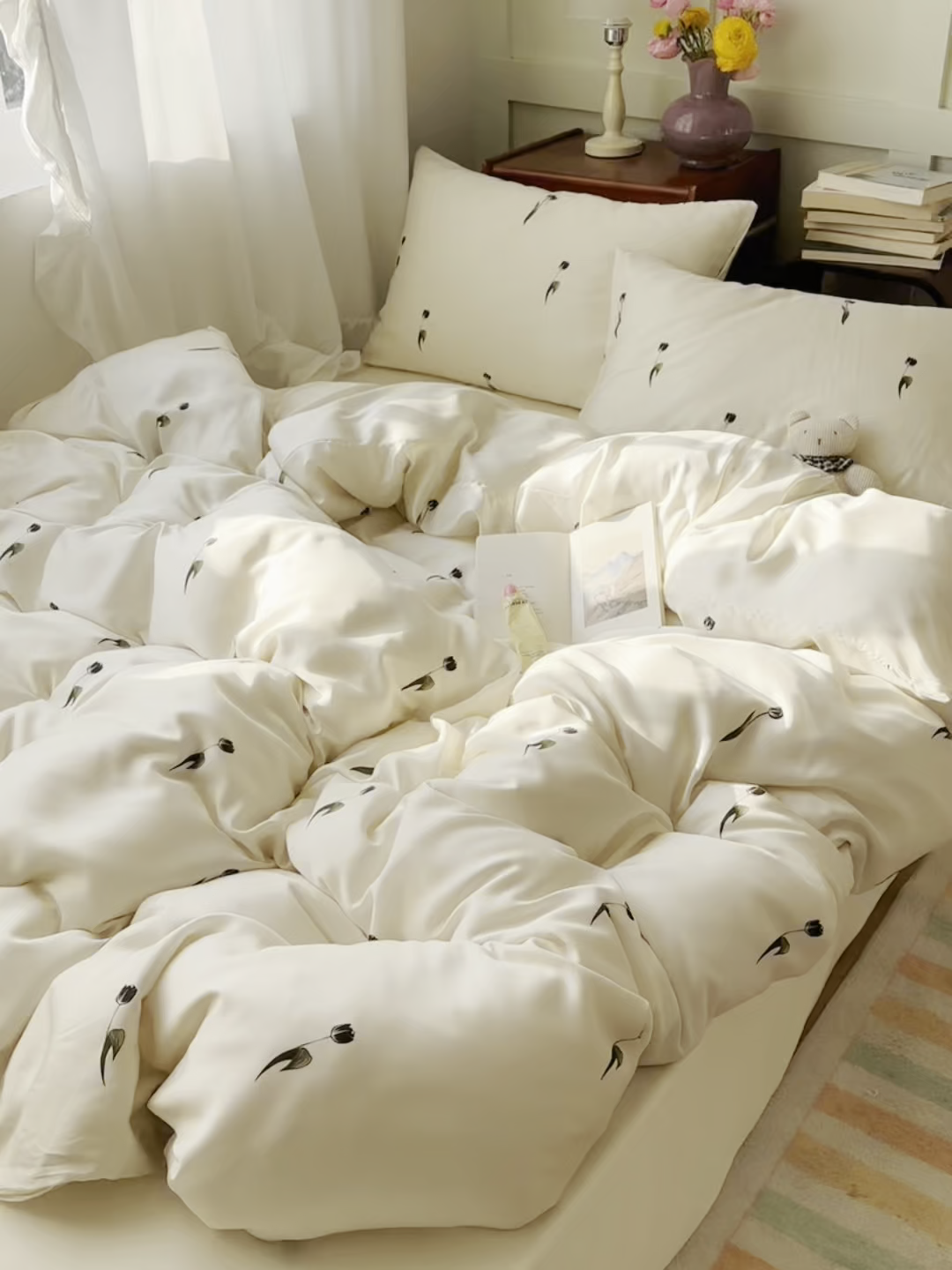 91家纺网 家纺一手货源 找家纺 爱彼家纺 2026新款亲肤印花柔软睡眠床品四件套-冰丝系列 冰丝-夜影郁香