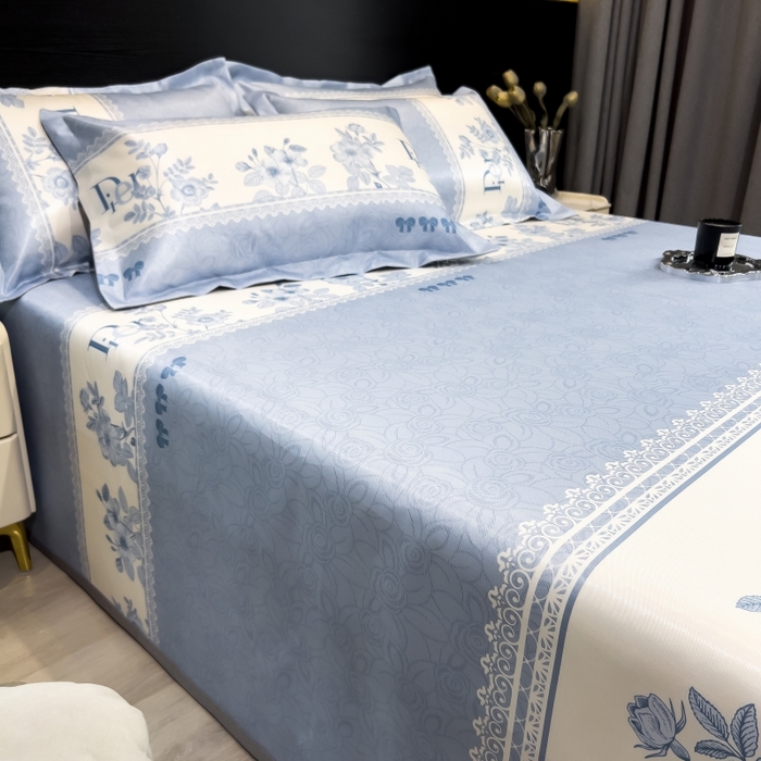 91家纺网 家纺一手货源 找家纺 柏薇 2026新款冰丝凉席床单款凉席三件套系列 凝光