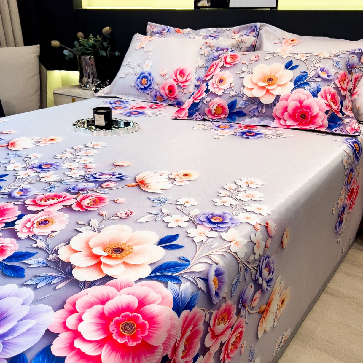 91家纺网 家纺一手货源 找家纺 柏薇 2026新款冰丝凉席床单款凉席三件套系列 清风