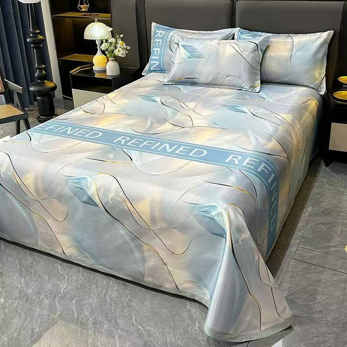 柏薇 2026新款冰丝凉席床单款凉席三件套系列 晴空