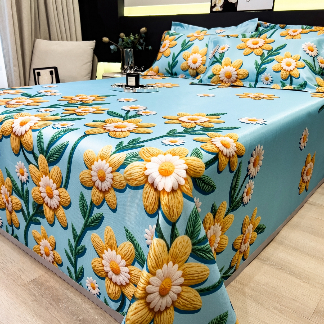 91家纺网 家纺一手货源 找家纺 柏薇 2026新款冰丝凉席床单款凉席三件套系列 如野