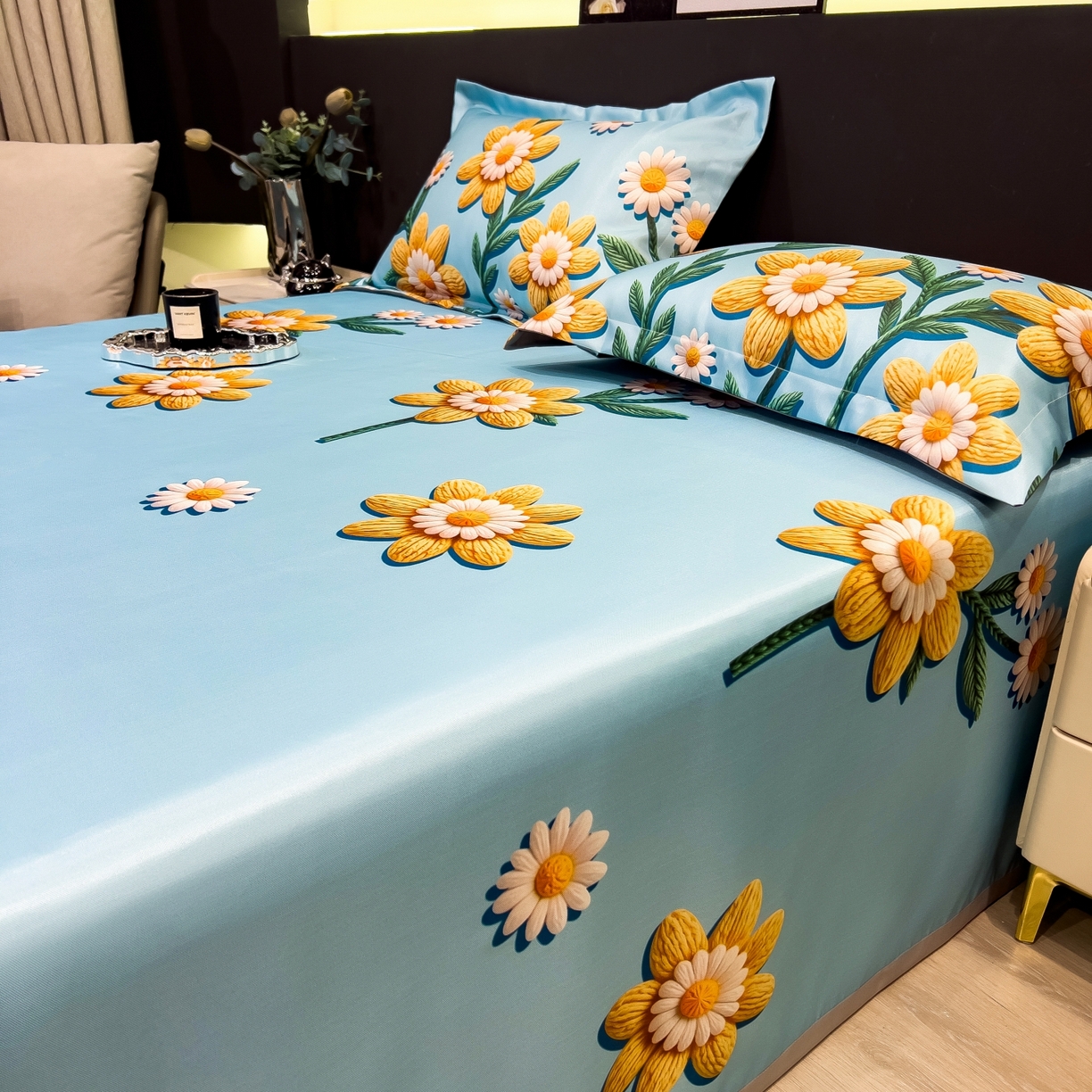 91家纺网 家纺一手货源 找家纺 柏薇 2026新款冰丝凉席床单款凉席三件套系列 如野