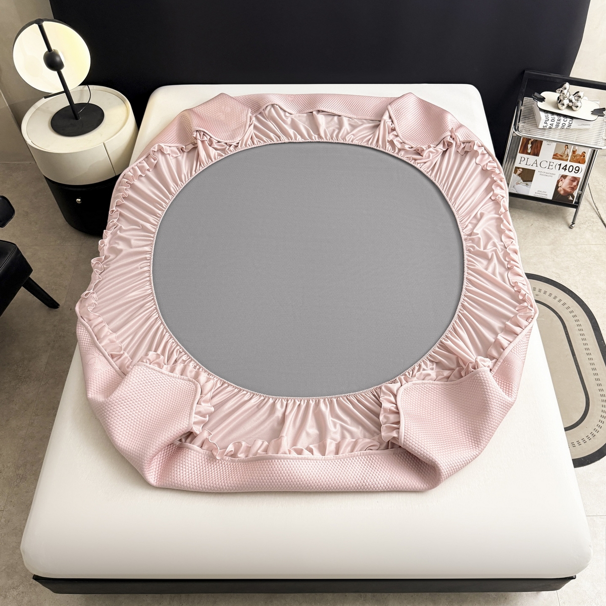 91家纺网 家纺一手货源 找家纺 （总）爱思凯家纺 2026春夏新款PE豆豆花边床笠凉席席子空调软席-密朵