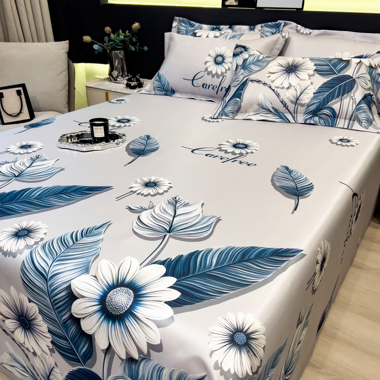 91家纺网 家纺一手货源 找家纺 柏薇 2026新款冰丝凉席床单款凉席三件套系列 森林