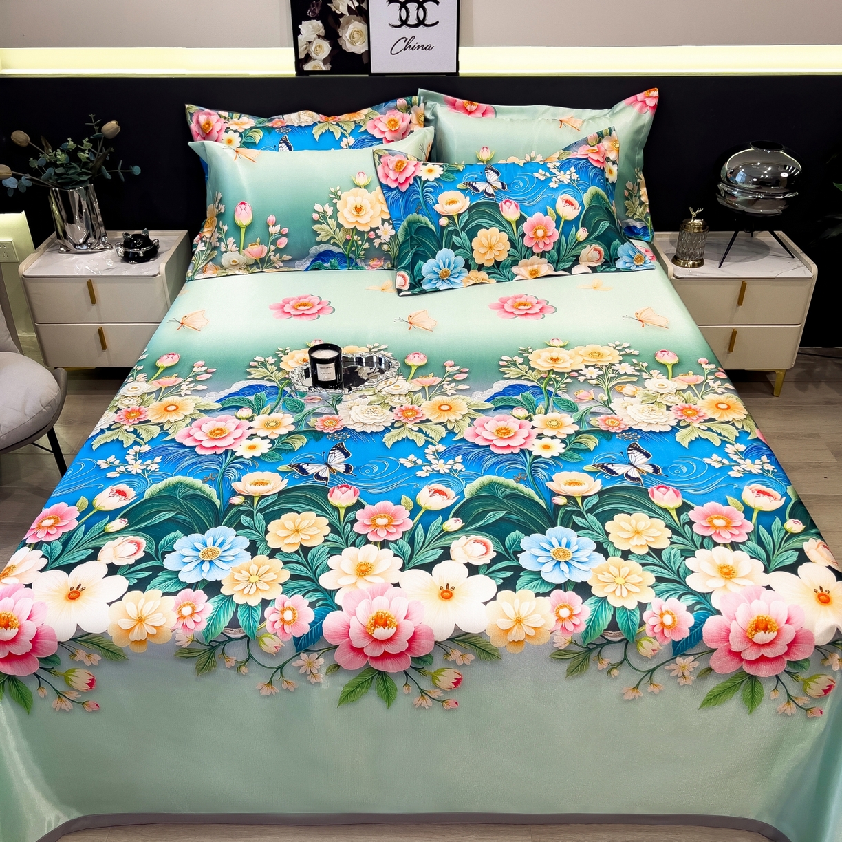 91家纺网 家纺一手货源 找家纺 柏薇 2026新款冰丝凉席床单款凉席三件套系列 森蔓