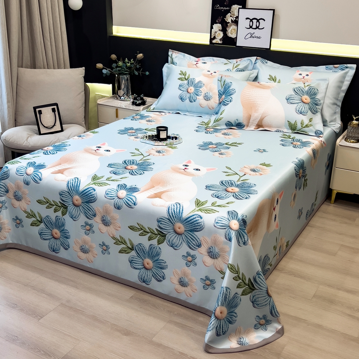 91家纺网 家纺一手货源 找家纺 柏薇 2026新款冰丝凉席床单款凉席三件套系列 拾光者