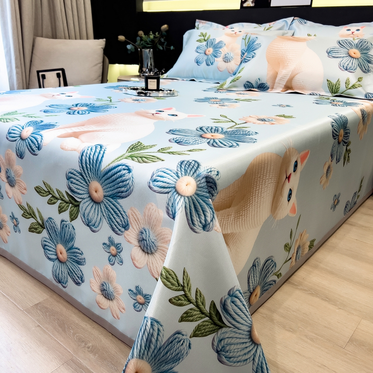 91家纺网 家纺一手货源 找家纺 柏薇 2026新款冰丝凉席床单款凉席三件套系列 拾光者