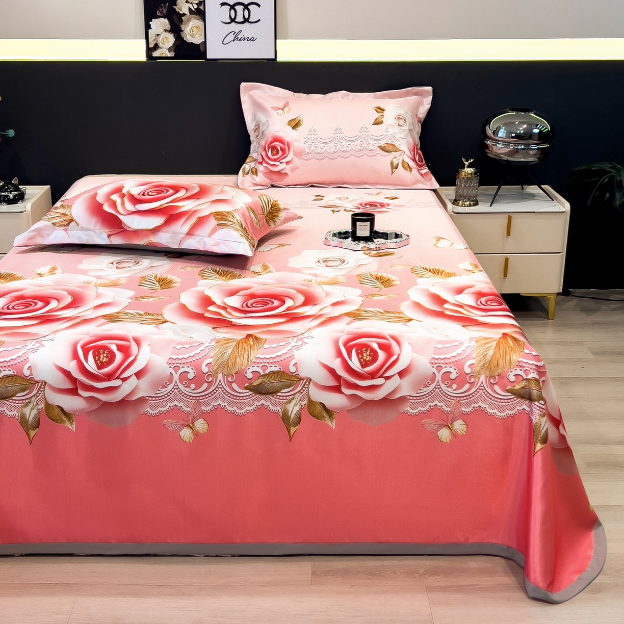 91家纺网 家纺一手货源 找家纺 柏薇 2026新款冰丝凉席床单款凉席三件套系列 四季与你