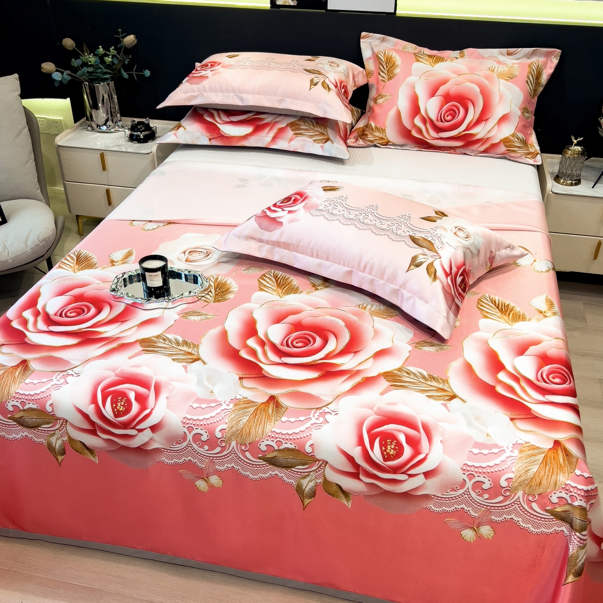 91家纺网 家纺一手货源 找家纺 柏薇 2026新款冰丝凉席床单款凉席三件套系列 四季与你