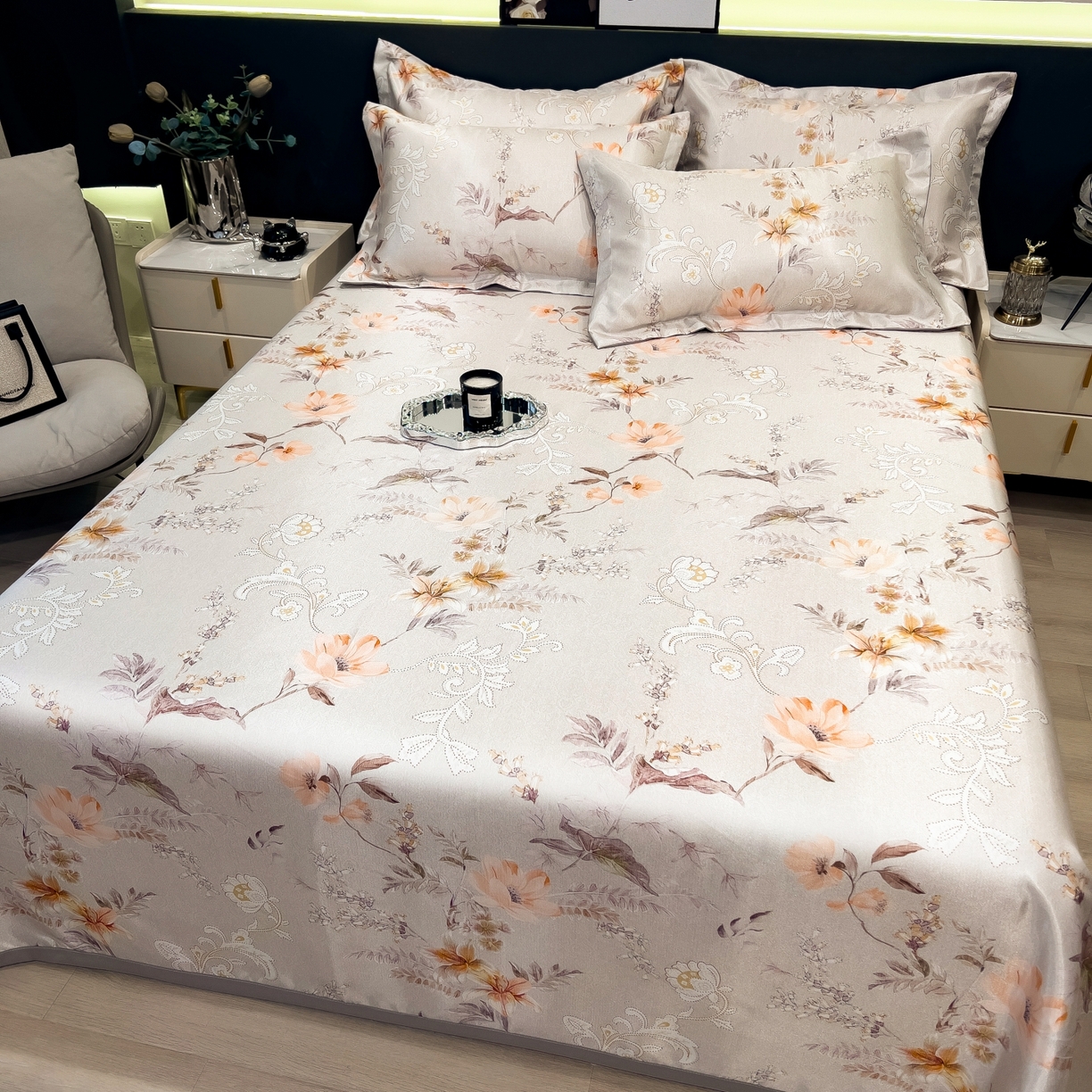 91家纺网 家纺一手货源 找家纺 柏薇 2026新款冰丝凉席床单款凉席三件套系列 夏简