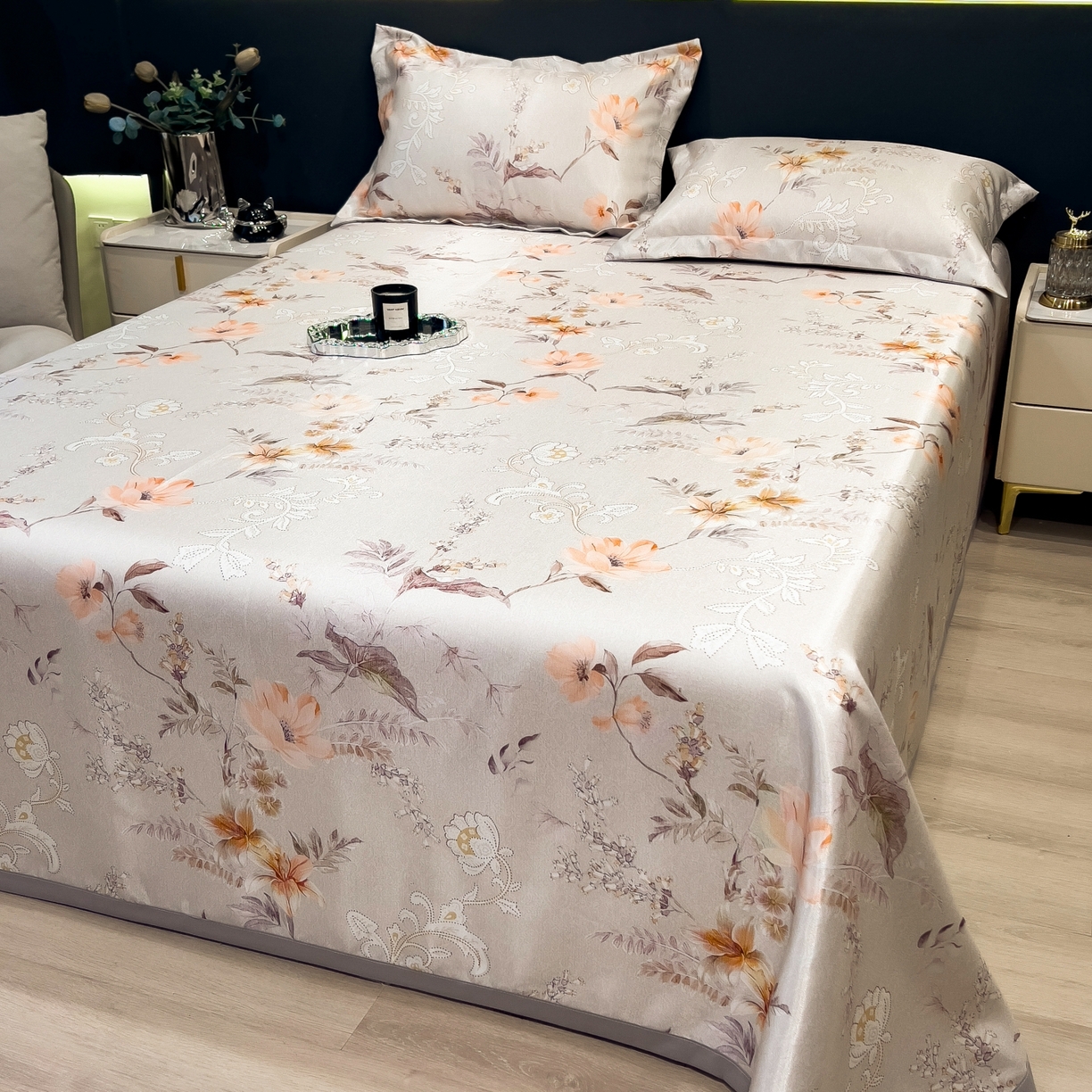 91家纺网 家纺一手货源 找家纺 柏薇 2026新款冰丝凉席床单款凉席三件套系列 夏简