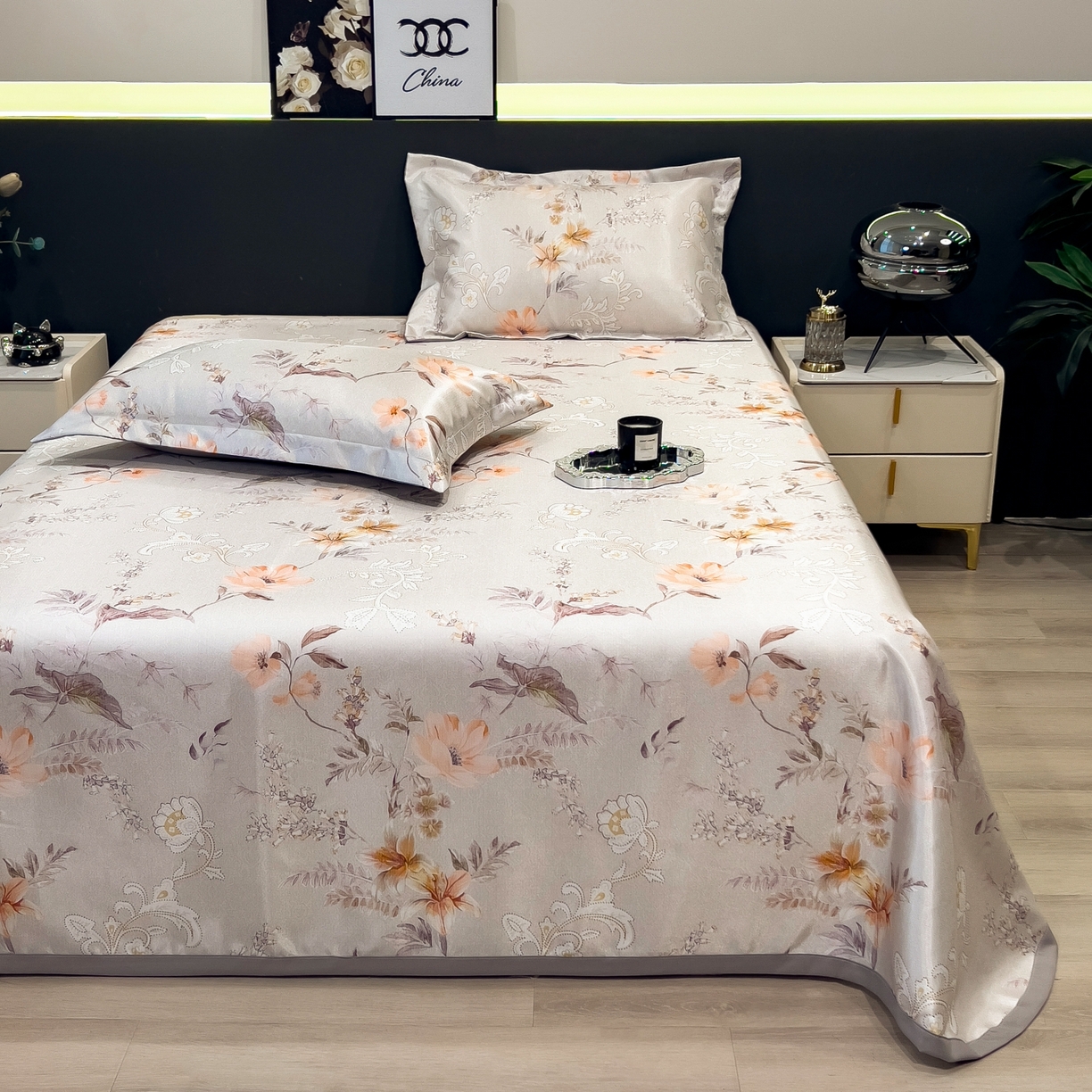 91家纺网 家纺一手货源 找家纺 柏薇 2026新款冰丝凉席床单款凉席三件套系列 夏简