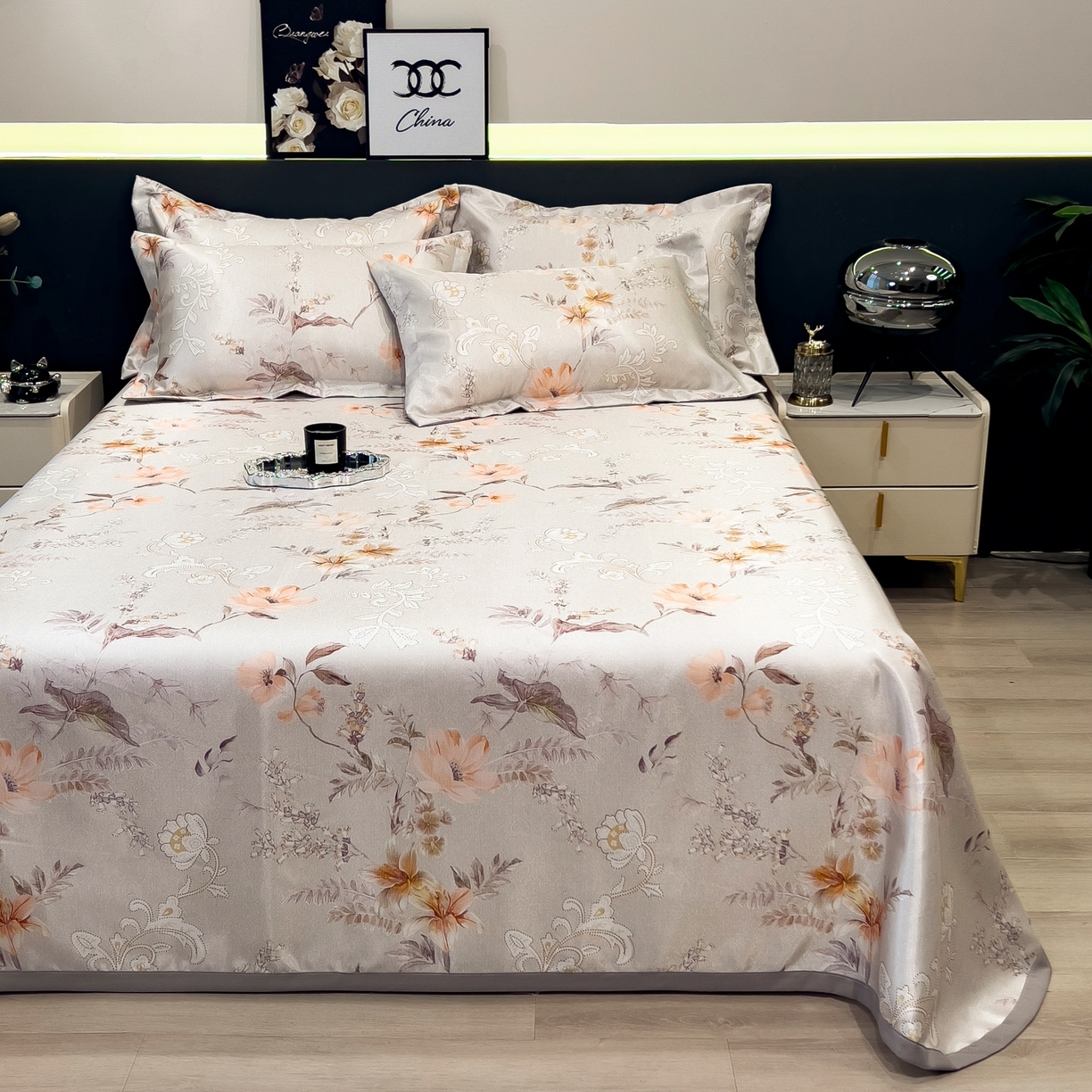 91家纺网 家纺一手货源 找家纺 柏薇 2026新款冰丝凉席床单款凉席三件套系列 夏简