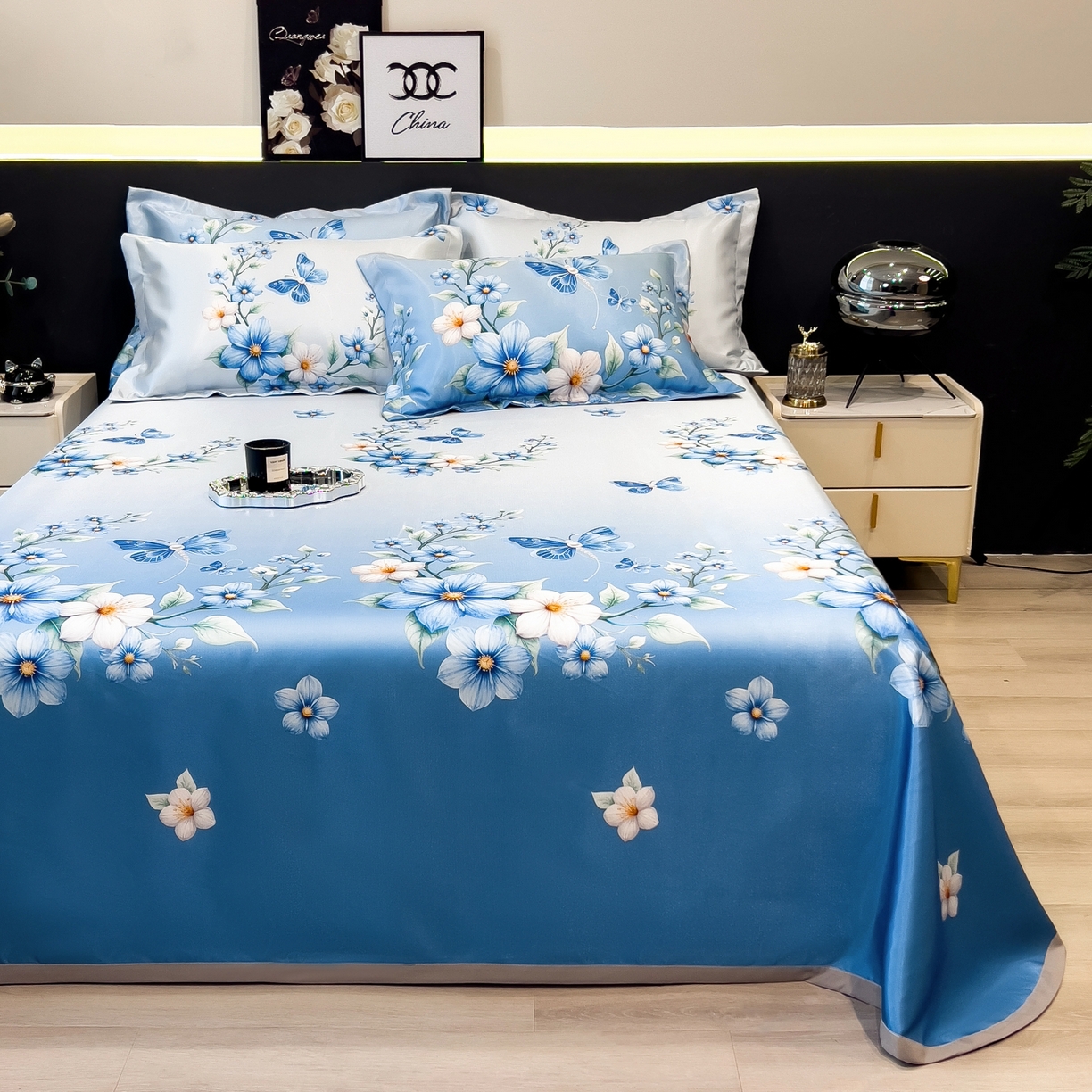 91家纺网 家纺一手货源 找家纺 柏薇 2026新款冰丝凉席床单款凉席三件套系列 夏末