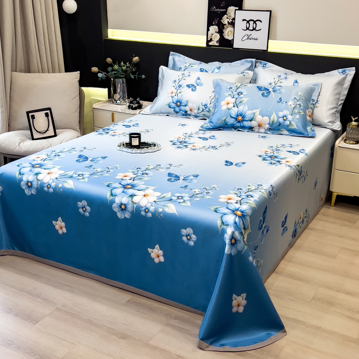 91家纺网 家纺一手货源 找家纺 柏薇 2026新款冰丝凉席床单款凉席三件套系列 夏末