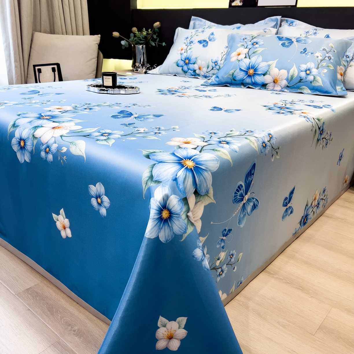 91家纺网 家纺一手货源 找家纺 柏薇 2026新款冰丝凉席床单款凉席三件套系列 夏末