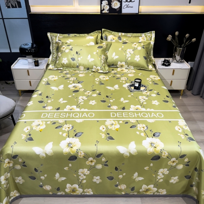 91家纺网 家纺一手货源 找家纺 柏薇 2026新款冰丝凉席床单款凉席三件套系列 小树梨