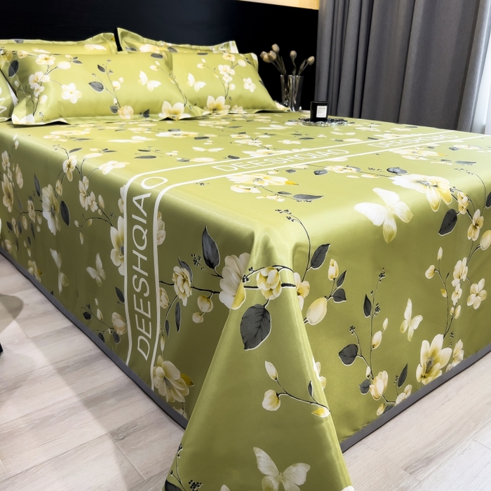 91家纺网 家纺一手货源 找家纺 柏薇 2026新款冰丝凉席床单款凉席三件套系列 小树梨