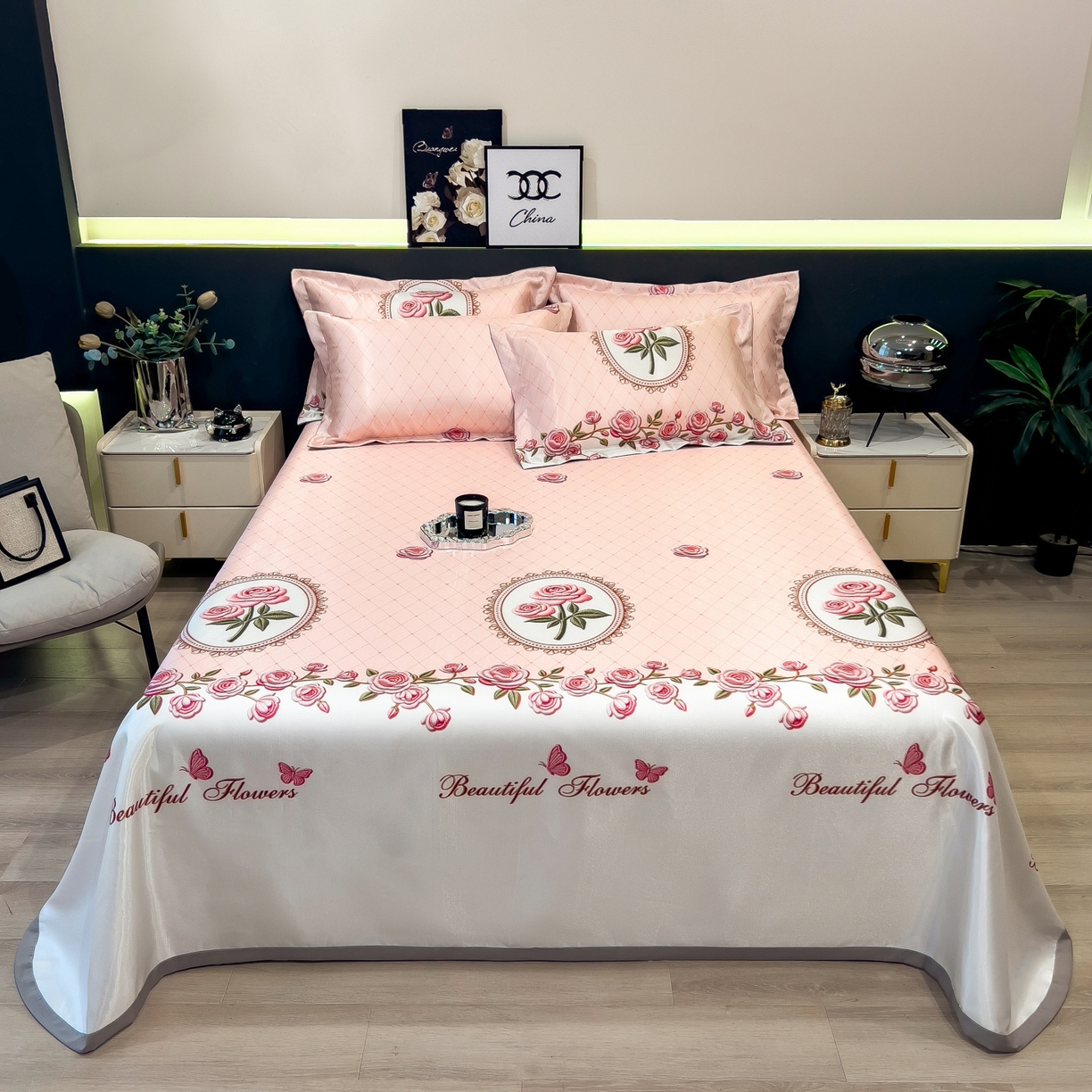 柏薇 2026新款冰丝凉席床单款凉席三件套系列 野莓