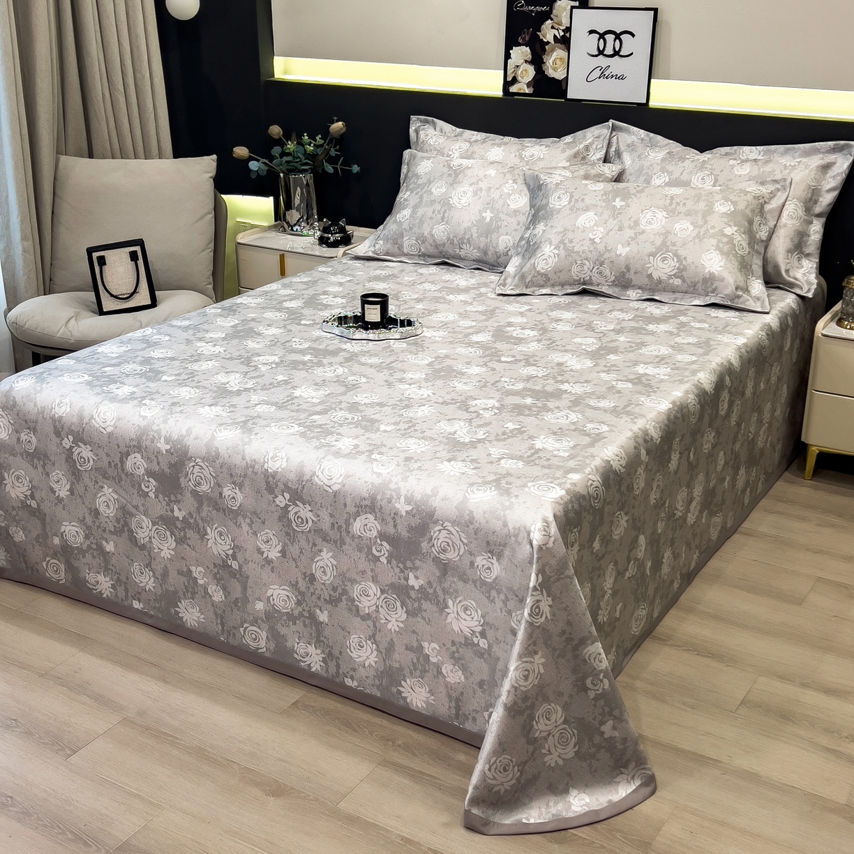 91家纺网 家纺一手货源 找家纺 柏薇 2026新款冰丝凉席床单款凉席三件套系列 予光