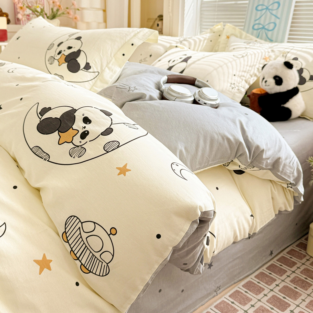 91家纺网 家纺一手货源 找家纺 （总）董成龙家纺 2026春夏新款100%全棉纯棉印花四件套印花卡通系列三件套（喷气工艺）