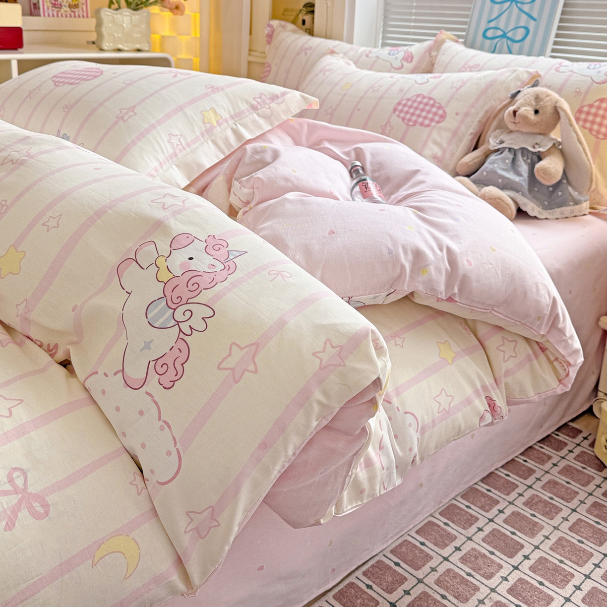 91家纺网 家纺一手货源 找家纺 （总）董成龙家纺 2026春夏新款100%全棉纯棉印花四件套印花卡通系列三件套（喷气工艺）