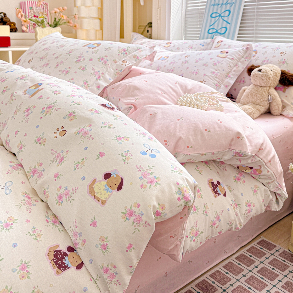 91家纺网 家纺一手货源 找家纺 （总）董成龙家纺 2026春夏新款100%全棉纯棉印花四件套印花卡通系列三件套（喷气工艺）