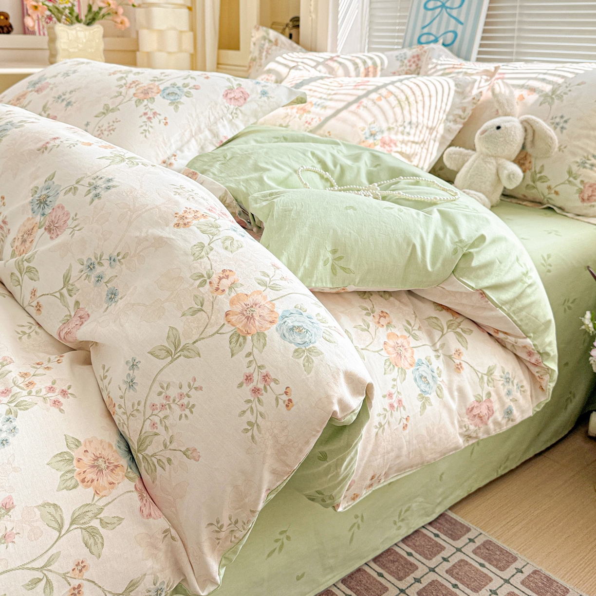 91家纺网 家纺一手货源 找家纺 （总）董成龙家纺 2026春夏新款100%全棉纯棉印花四件套印花卡通系列三件套（喷气工艺）