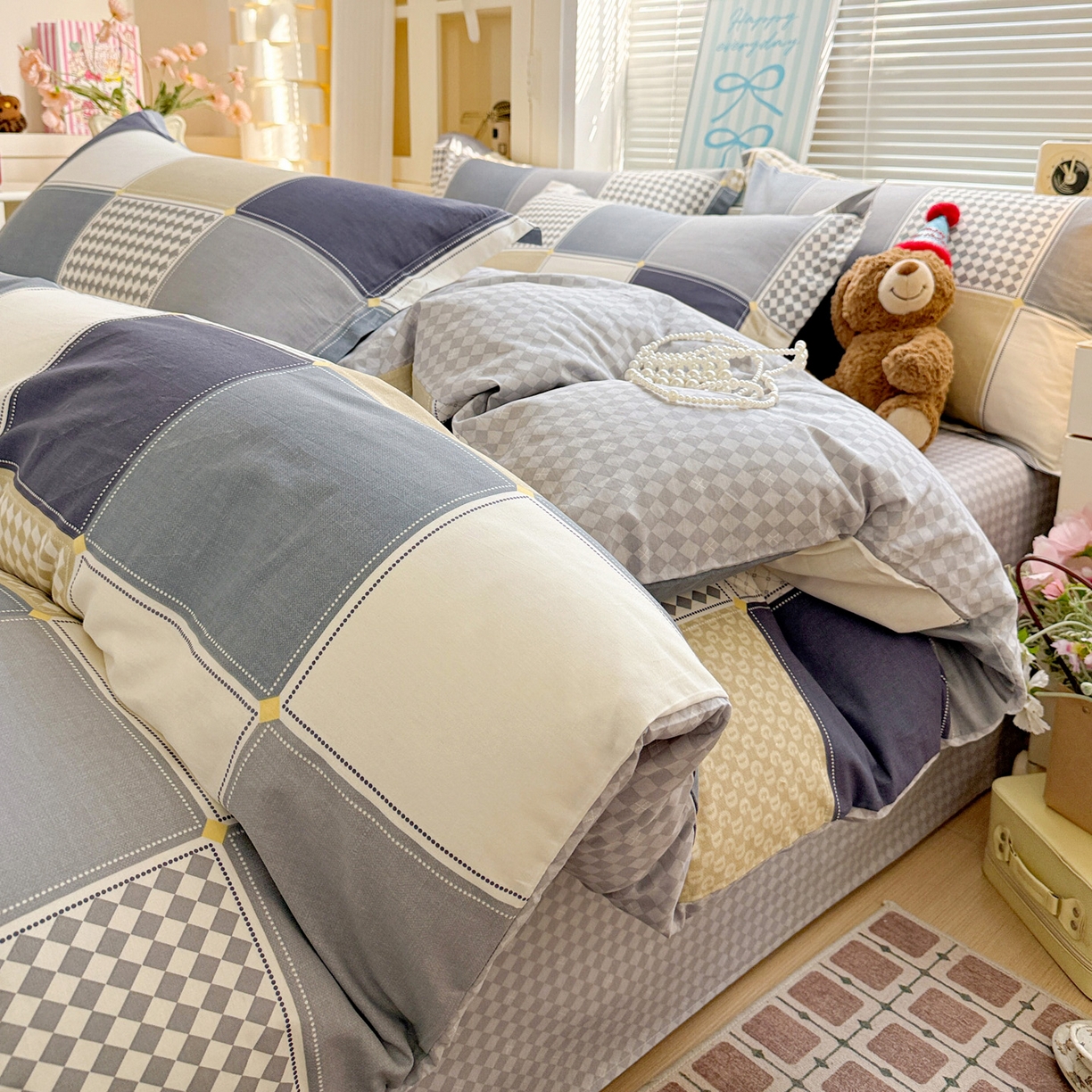 91家纺网 家纺一手货源 找家纺 （总）董成龙家纺 2026春夏新款100%全棉纯棉印花四件套印花卡通系列三件套（喷气工艺）