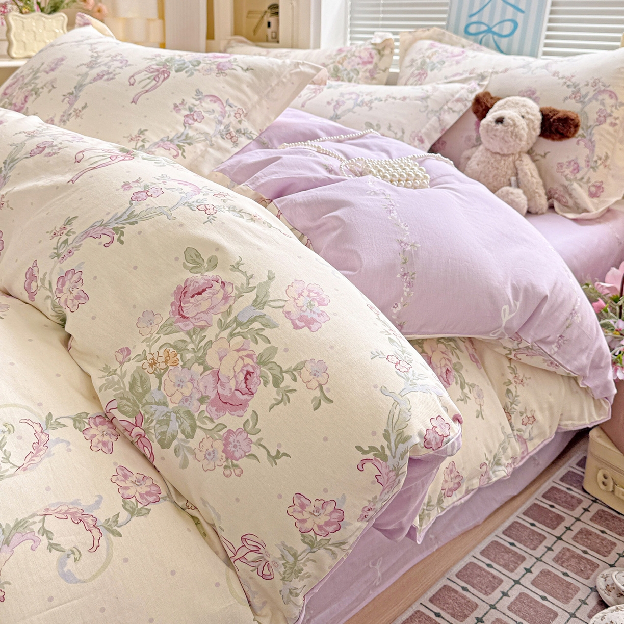 91家纺网 家纺一手货源 找家纺 （总）董成龙家纺 2026春夏新款100%全棉纯棉印花四件套印花卡通系列三件套（喷气工艺）