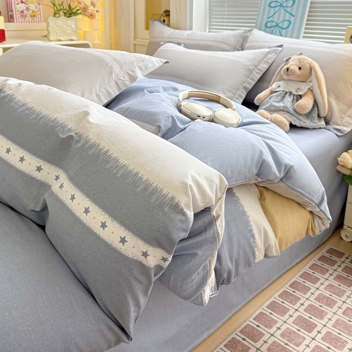 91家纺网 家纺一手货源 找家纺 （总）董成龙家纺 2026春夏新款100%全棉纯棉印花四件套印花卡通系列三件套（喷气工艺）