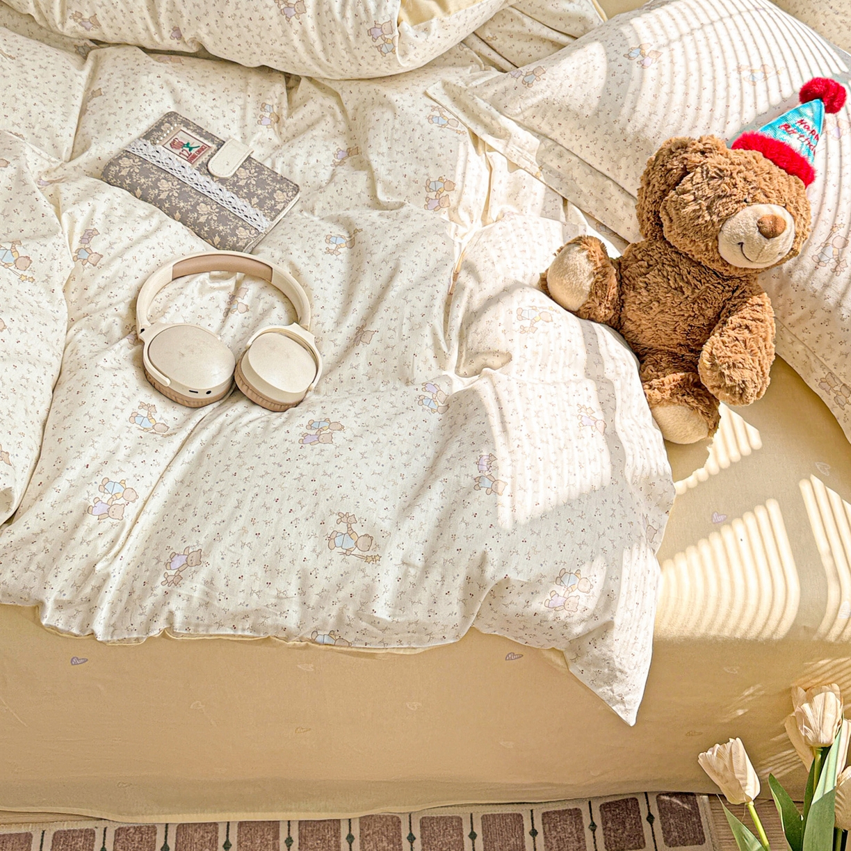 91家纺网 家纺一手货源 找家纺 董成龙家纺 2026春夏新款100%全棉纯棉印花四件套印花卡通系列三件套（喷气工艺） 蜜罐家族