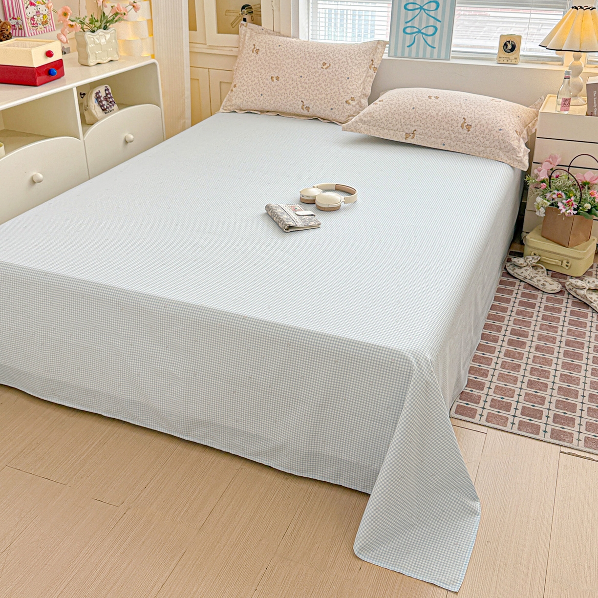 91家纺网 家纺一手货源 找家纺 董成龙家纺 2026春夏新款100%全棉纯棉印花四件套印花卡通系列三件套（喷气工艺） 明洞喵喵