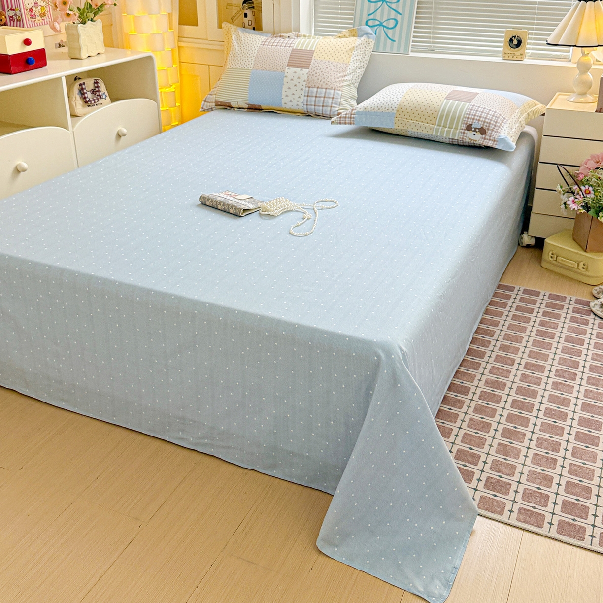 91家纺网 家纺一手货源 找家纺 董成龙家纺 2026春夏新款100%全棉纯棉印花四件套印花卡通系列三件套（喷气工艺） 拼布萌熊