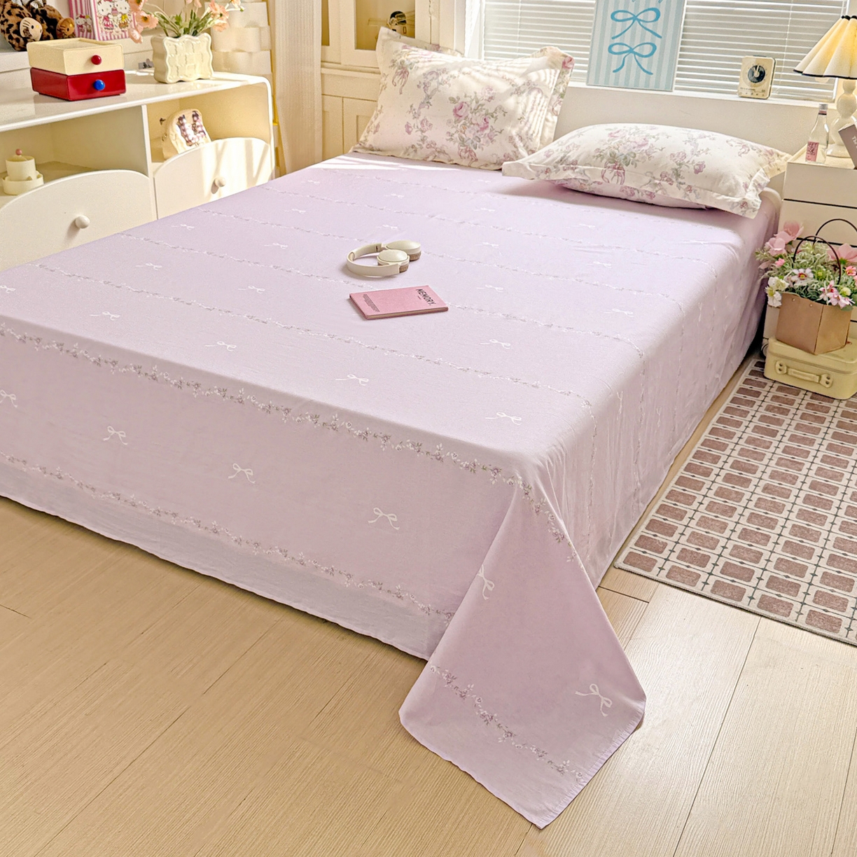 91家纺网 家纺一手货源 找家纺 董成龙家纺 2026春夏新款100%全棉纯棉印花四件套印花卡通系列三件套（喷气工艺） 千紫花语