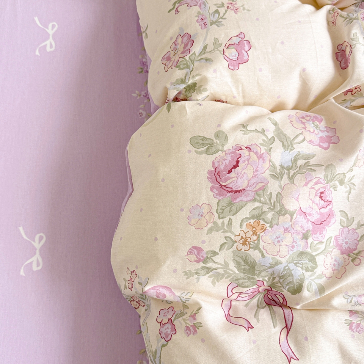 91家纺网 家纺一手货源 找家纺 董成龙家纺 2026春夏新款100%全棉纯棉印花四件套印花卡通系列三件套（喷气工艺） 千紫花语