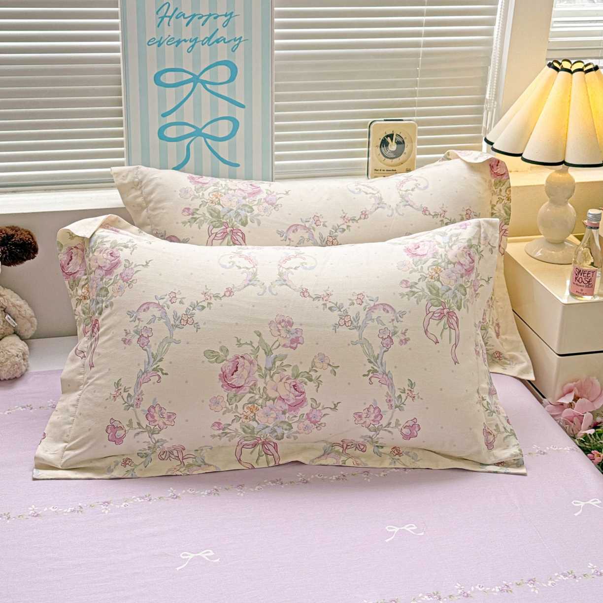 91家纺网 家纺一手货源 找家纺 董成龙家纺 2026春夏新款100%全棉纯棉印花四件套印花卡通系列三件套（喷气工艺） 千紫花语