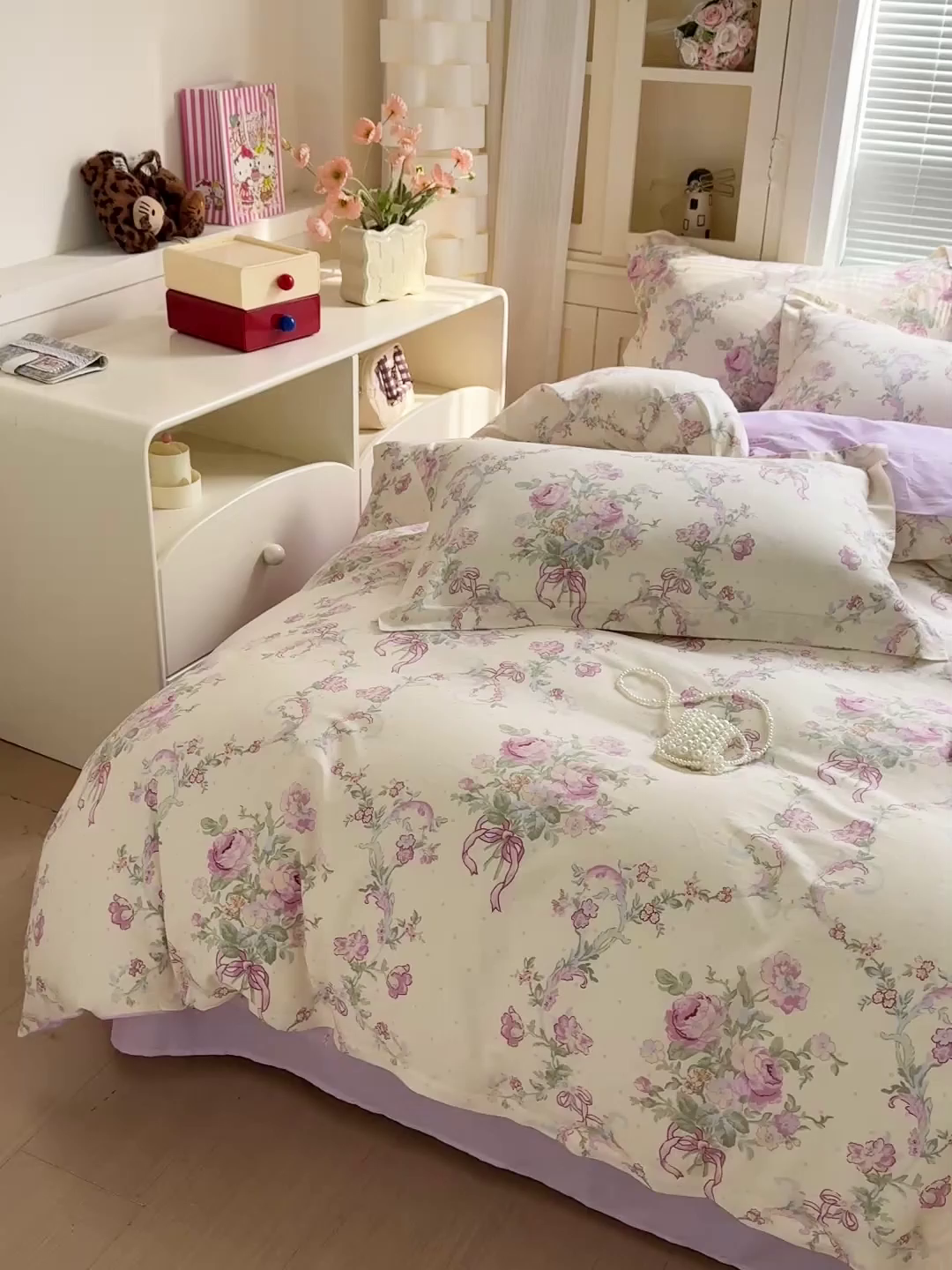 91家纺网 家纺一手货源 找家纺 董成龙家纺 2026春夏新款100%全棉纯棉印花四件套印花卡通系列三件套（喷气工艺） 千紫花语