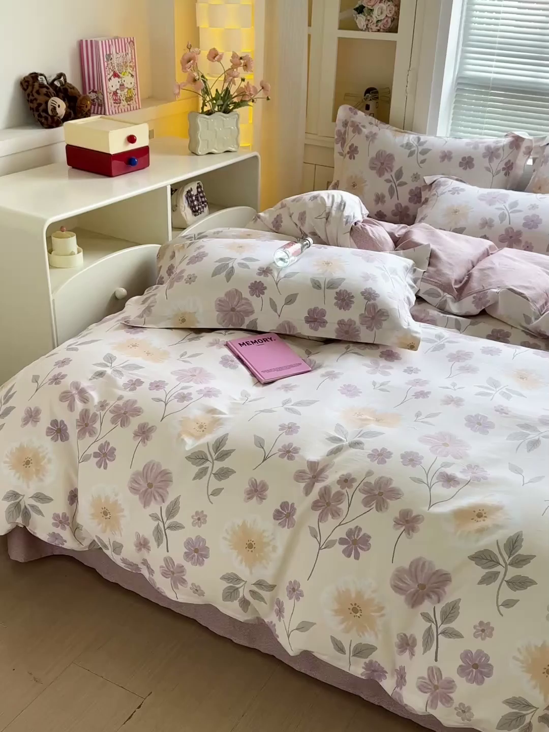 91家纺网 家纺一手货源 找家纺 董成龙家纺 2026春夏新款100%全棉纯棉印花四件套印花卡通系列三件套（喷气工艺） 秋日确幸-豆沙