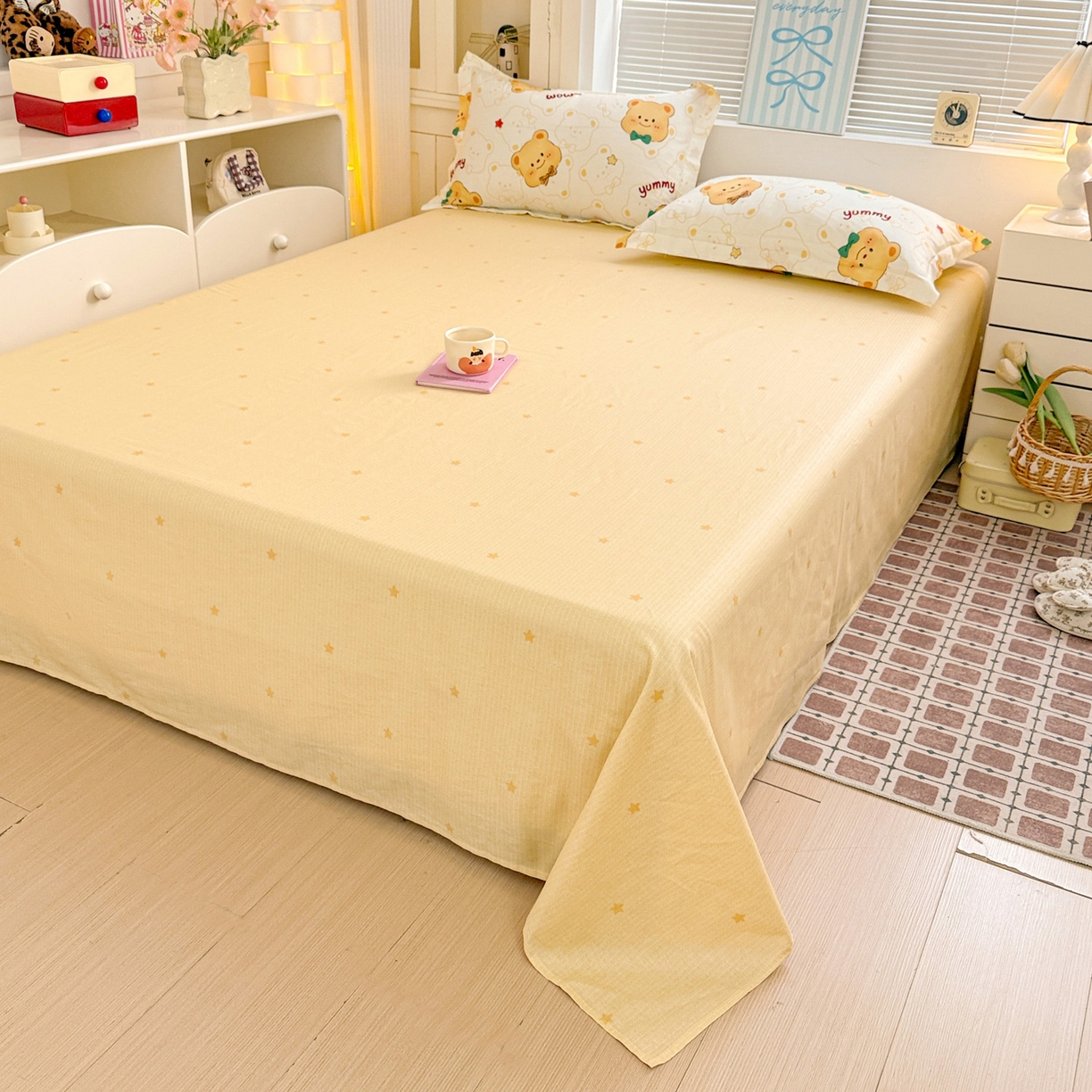 91家纺网 家纺一手货源 找家纺 董成龙家纺 2026春夏新款100%全棉纯棉印花四件套印花卡通系列三件套（喷气工艺） 瑞迪熊