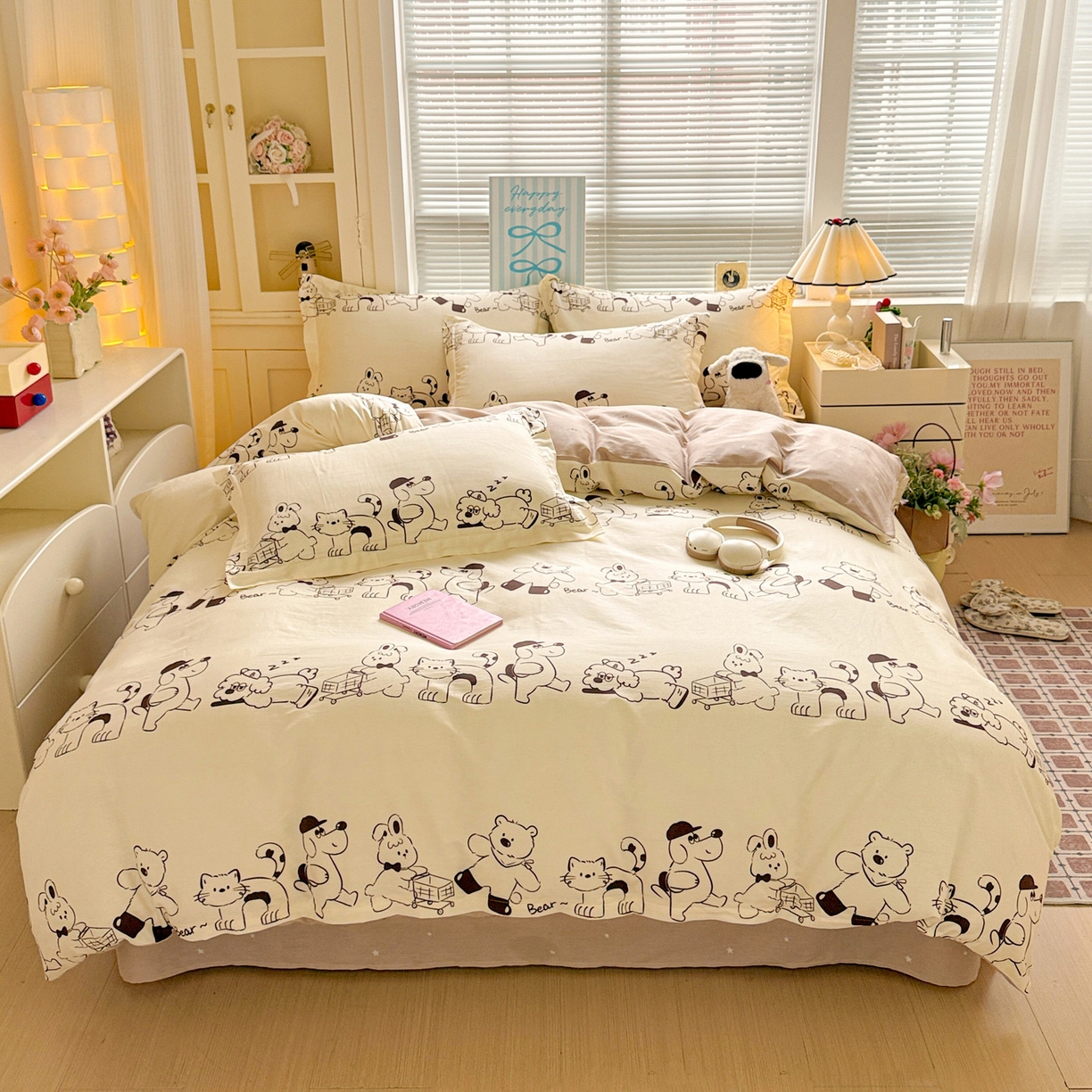 91家纺网 家纺一手货源 找家纺 董成龙家纺 2026春夏新款100%全棉纯棉印花四件套印花卡通系列三件套（喷气工艺） 时空漫游