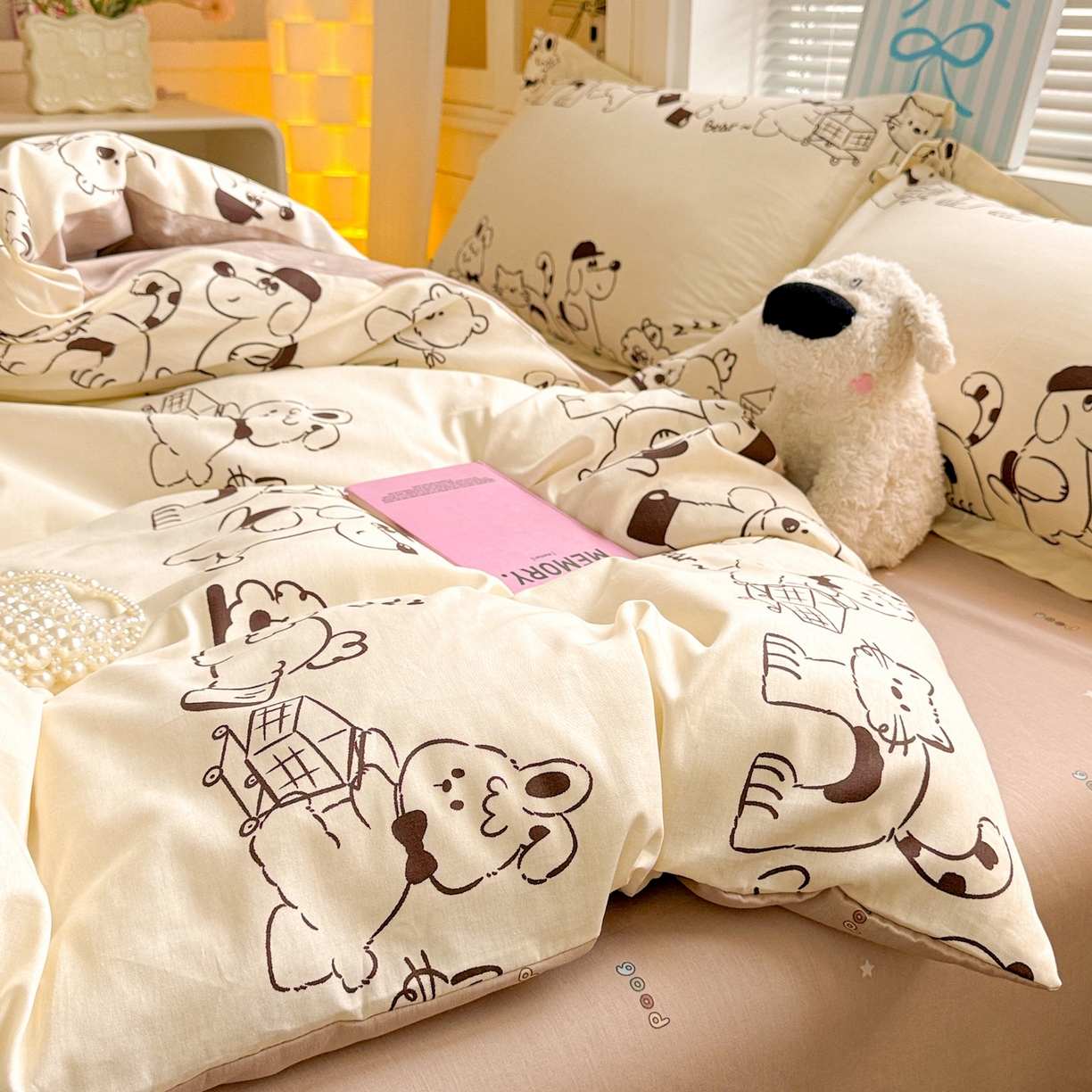 91家纺网 家纺一手货源 找家纺 董成龙家纺 2026春夏新款100%全棉纯棉印花四件套印花卡通系列三件套（喷气工艺） 时空漫游