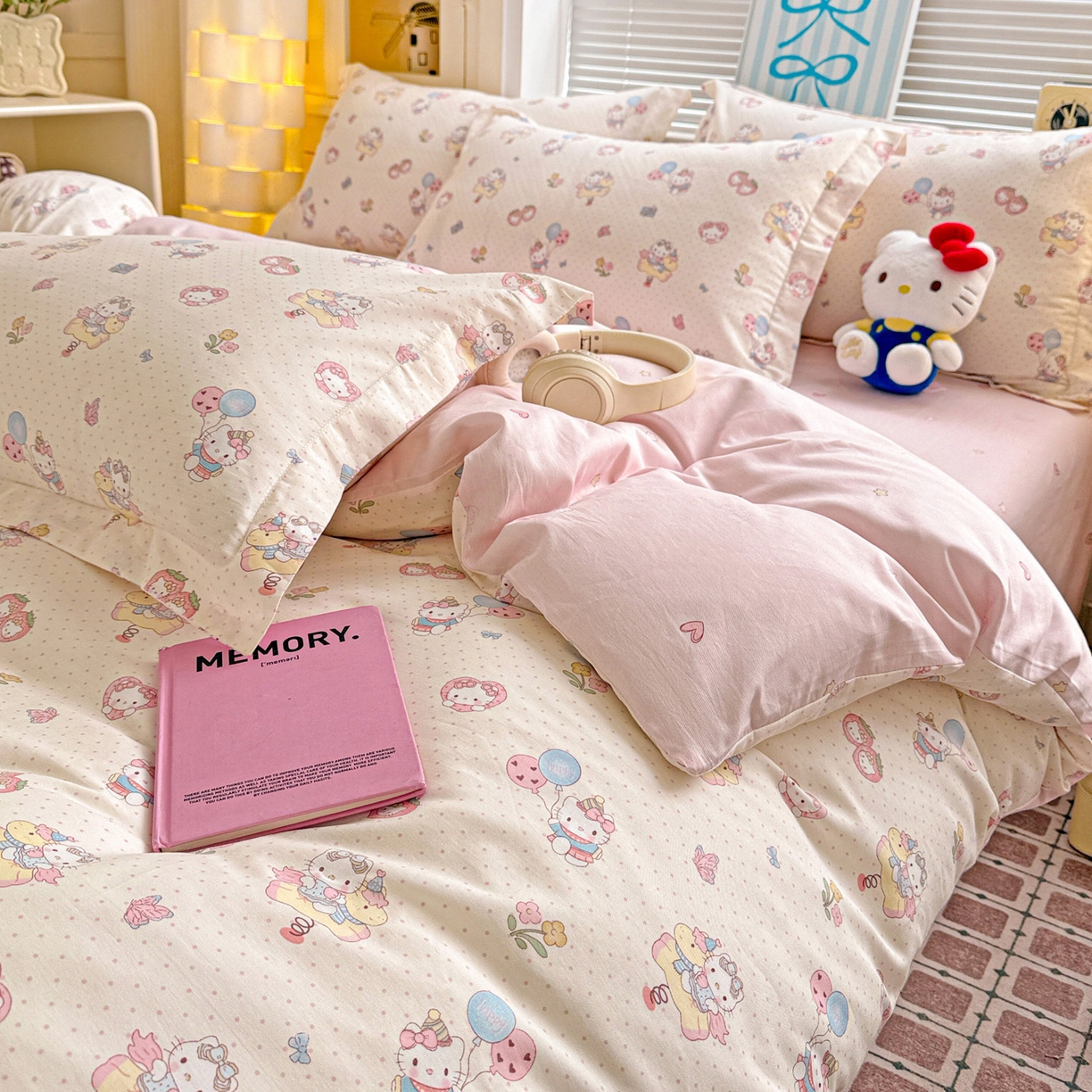 91家纺网 家纺一手货源 找家纺 董成龙家纺 2026春夏新款100%全棉纯棉印花四件套印花卡通系列三件套（喷气工艺） 甜梦团团