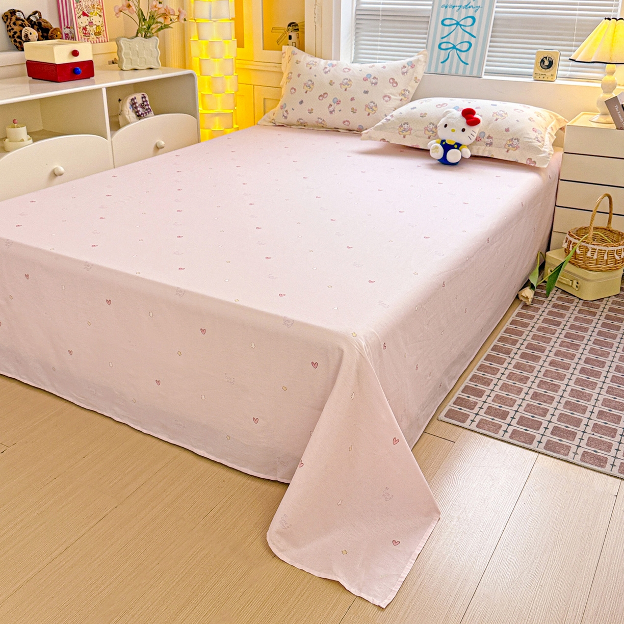 91家纺网 家纺一手货源 找家纺 董成龙家纺 2026春夏新款100%全棉纯棉印花四件套印花卡通系列三件套（喷气工艺） 甜梦团团