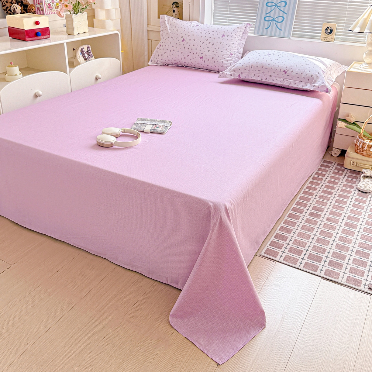 91家纺网 家纺一手货源 找家纺 董成龙家纺 2026春夏新款100%全棉纯棉印花四件套印花卡通系列三件套（喷气工艺） 童话花町