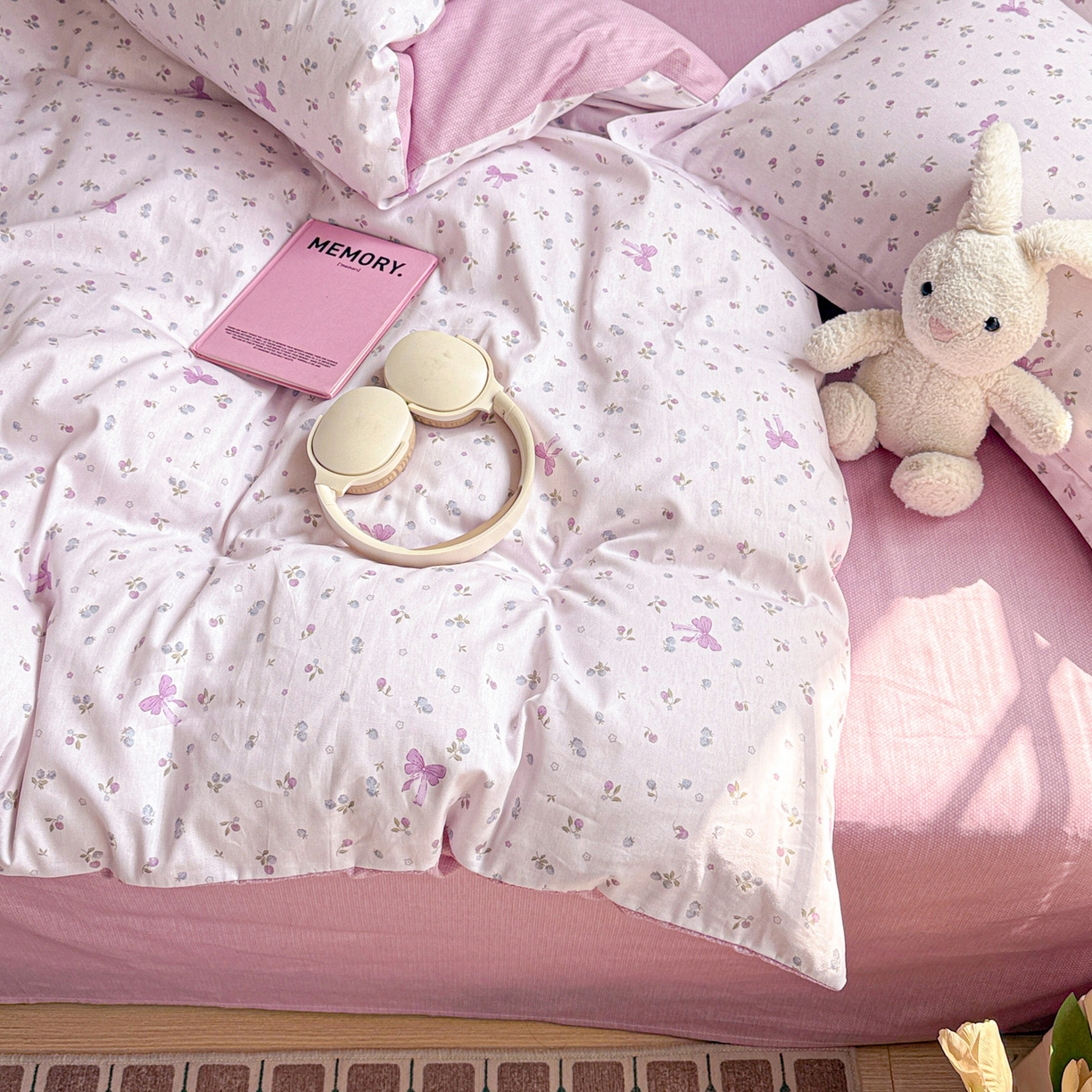 91家纺网 家纺一手货源 找家纺 董成龙家纺 2026春夏新款100%全棉纯棉印花四件套印花卡通系列三件套（喷气工艺） 童话花町