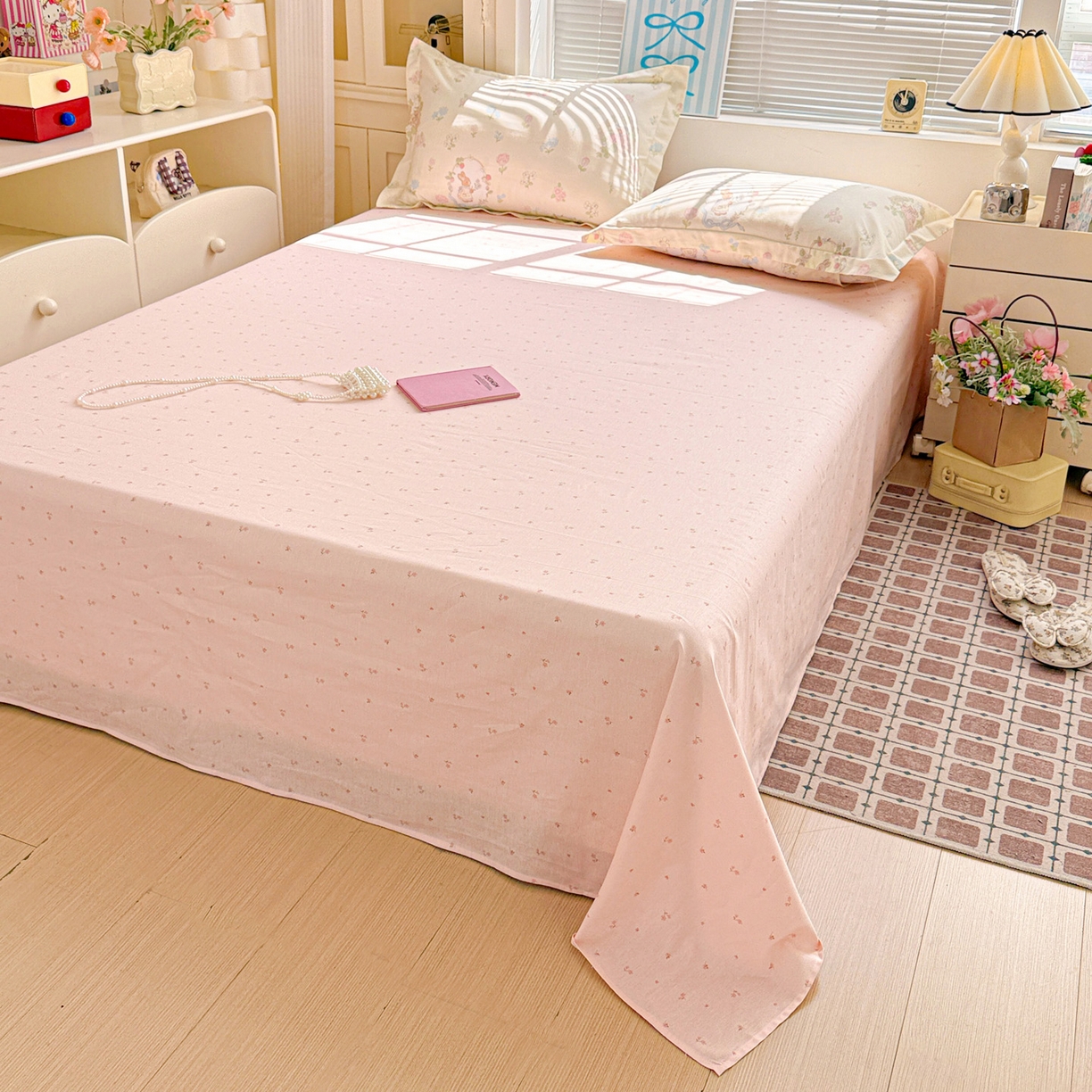 91家纺网 家纺一手货源 找家纺 董成龙家纺 2026春夏新款100%全棉纯棉印花四件套印花卡通系列三件套（喷气工艺） 兔茶春序