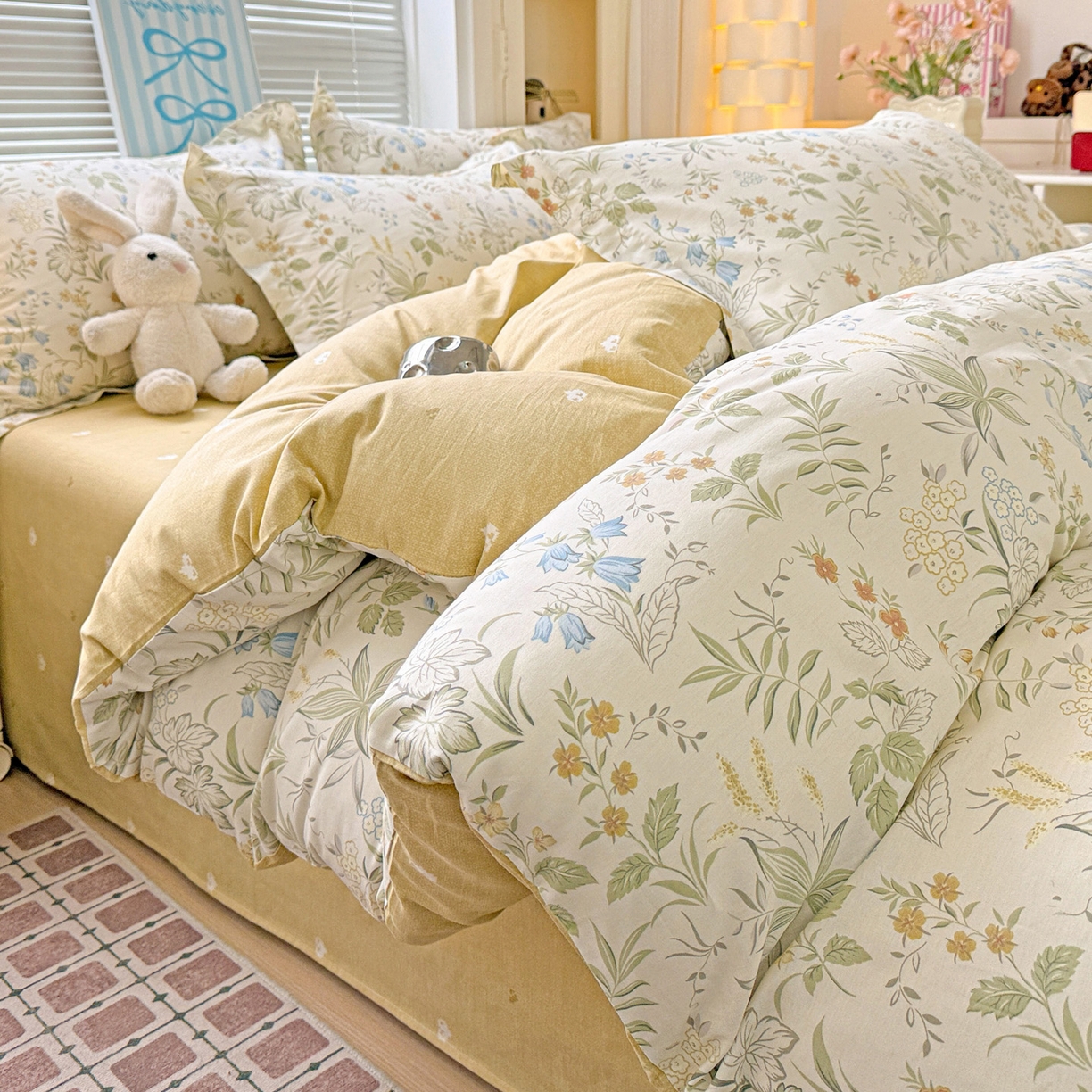 91家纺网 家纺一手货源 找家纺 董成龙家纺 2026春夏新款100%全棉纯棉印花四件套印花卡通系列三件套（喷气工艺） 晚风私语